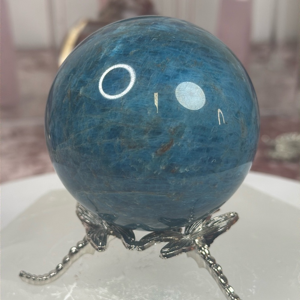 Blue Apatite Sphere 8”. 13 oz - Picture 3 of 3